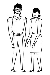 Couple of woman and man cartoon design