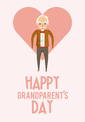 Happy grandparents day card with cartoons