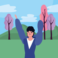 Avatar man over landscape vector design