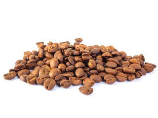 Coffee beans on white background.