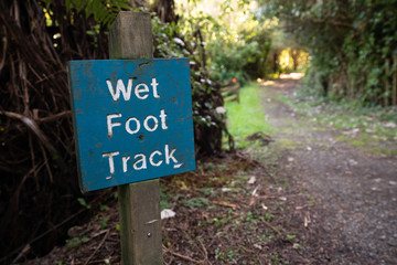 Wet Foot Track wooden sign