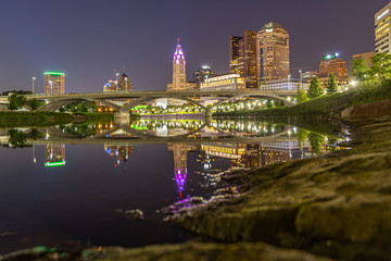 Columbus Ohio Skyline Reflected in the Scioto River