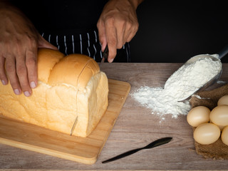 Loaf of bread on a wooden table
