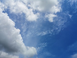 white clouds in the blue sky natural background beautiful nature environment space for write