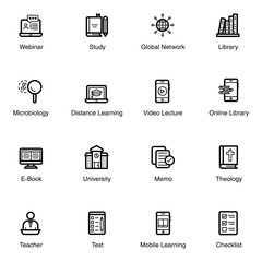 Distance Learning Line Icons Pack 