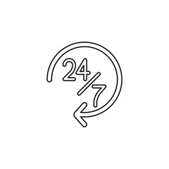 open 24 7 service icon, vector customer service