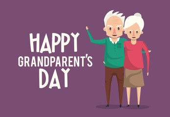 Happy grandparents day card with cartoons
