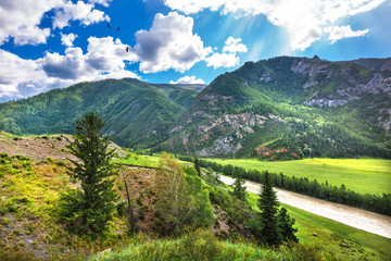 Mountain valley and river Chuya. Altai Republic, Russia