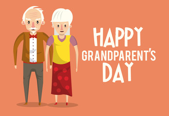 Happy grandparents day card with cartoons