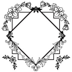 Ornament frame pattern flower, with border element and with leaves. Vector