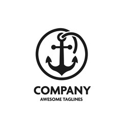 Anchor with circular rope frame logo concept