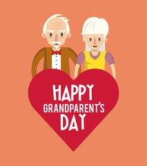 Happy grandparents day card with cartoons