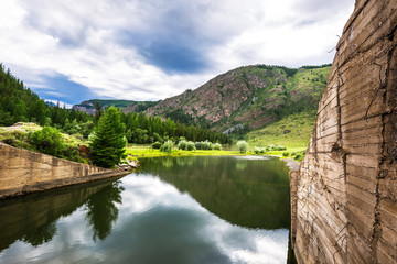 Fototapeta premium An abandoned hydroelectric power station. Altai Republic, Russia