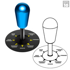 American fighting style bat top joystick for arcade machines in blue aluminum color and with fighter genre directional moves under the dust washer. © mmg1design