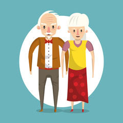 Beautiful elderly couple smiling cartoon