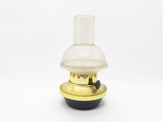 Indonesian Golden Traditional Vintage Lamp with Modern Electric Technology in white isolated background