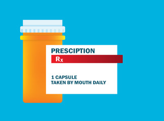 Prescription Medicine Pharmacy in Bottle. Concept of Health Care Treatment, Medical and Doctor or Pharmacist