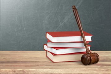 Law scales on table background. Symbol of justice