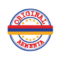 Vector Stamp of Original logo with text Armenia and Tying in the middle with nation Flag.