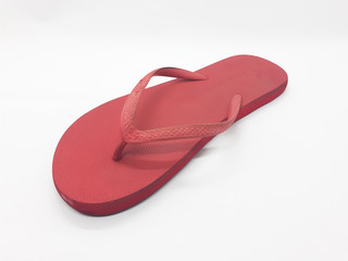 Beautiful Colorful Red Sandals Flip-Flop for Summer Beach or Home Footwear in White Isolated Background