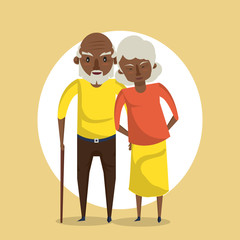 Beautiful elderly couple smiling cartoon