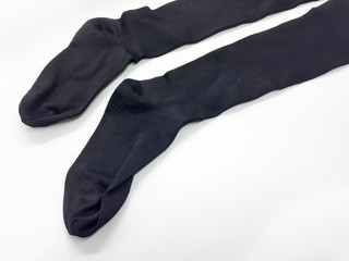 Luxury Elegant Fabric Black Socks in White Isolated Background