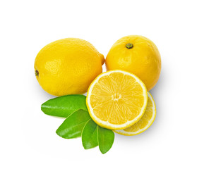 Top view of lemon isolated on white background