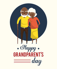 Happy grandparents day card with cartoons