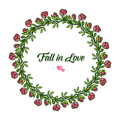 Artwork of green leafy wreath frame, for design of card beautiful fall in love. Vector