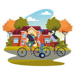 People on bikes and electric scooters