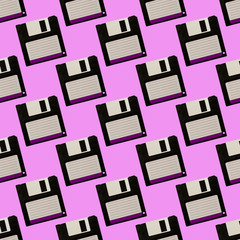  Seamless pattern. Floppy disk. Use for t-shirt, greeting cards, wrapping paper, posters, fabric print.Use for t-shirt, greeting cards, wrapping paper, posters, fabric print.