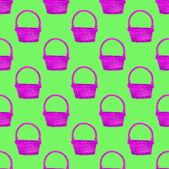 Fototapeta na wymiar Seamless pattern. Vintage Basket Use for t-shirt, greeting cards, wrapping paper, posters, fabric print.
