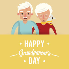 Happy grandparents day card with cartoons