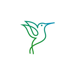 Hummingbird Logo Design Line Art Stock Vector