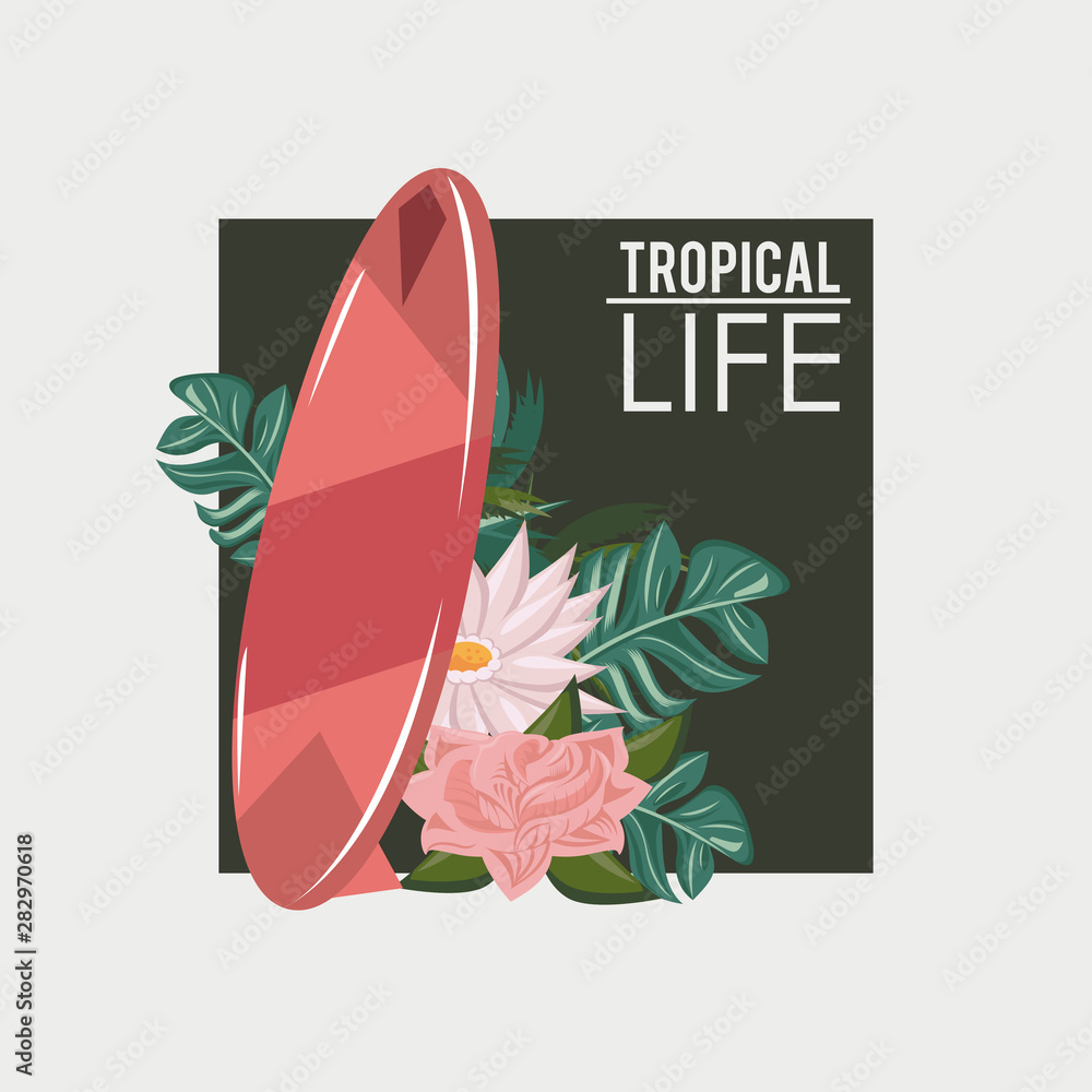 Poster tropical life and beach summer card