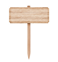 Wooden sign isolated on white with clipping path
