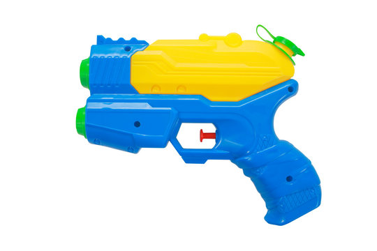 Plastic water gun isolated on white background with clipping path