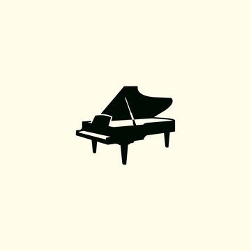 piano silhouette vector art logo icon illustration
