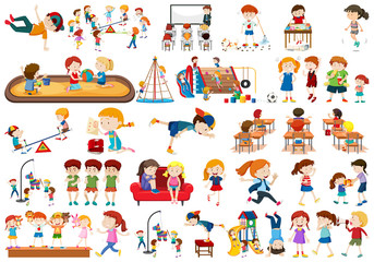 Obraz na płótnie Canvas Boys, girls, children in educational fun activty theme