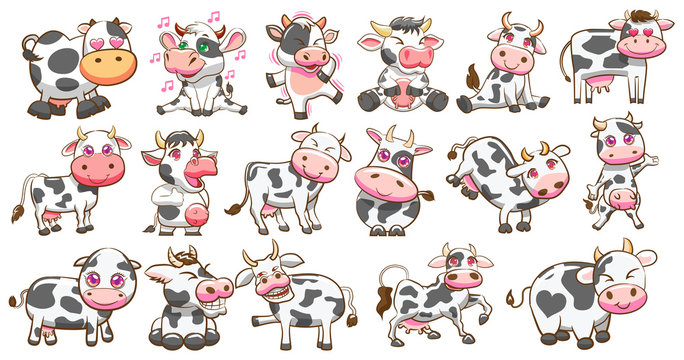 cow vector set graphic design