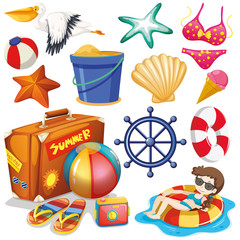 Set of isolated objects theme beach holiday