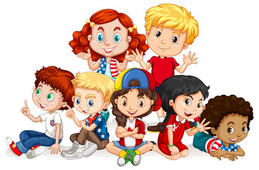 Children with happy face sitting together