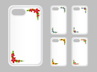 Graphic design on mobile phone case with colorful flowers