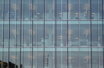 Glass windows in office building