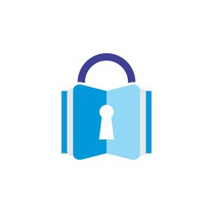 Book with Lock 3D logo design vector