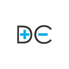 Letter DC with plus and minus logo design vector