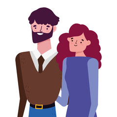 Couple of woman and man cartoon design