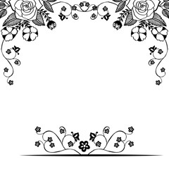 Invitation cards, greeting cards, with design crowd flower, black white frame. Vector