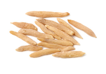 Dwarf Lilyturf Tuber,Ophiopogon japonicus (Linn. f.) Ker-Gawl on white background