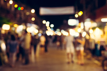 Blur with bokeh of night market at the city